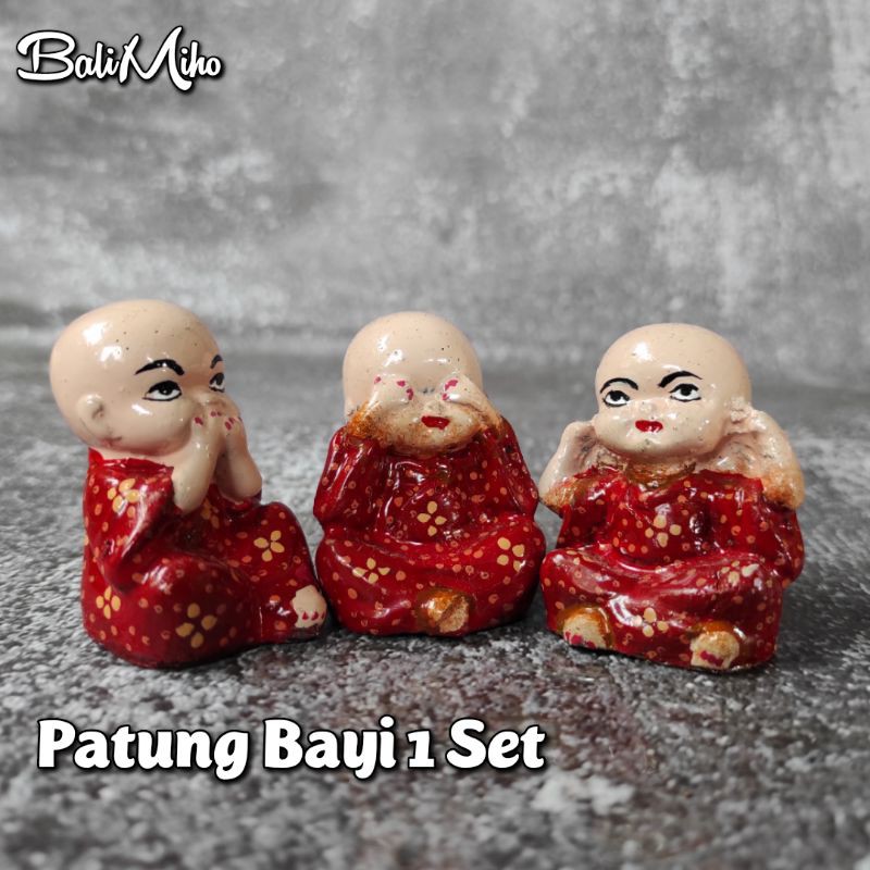 PATUNG BAYI TUTUP MATA/TUTUP TELINGA/TUTUP MULUT/PATUNG TUYUL/PATUNG BAYI UNIK/PAJANGAN PATUNG BAYI