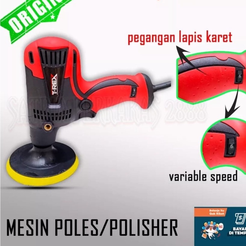 TIDAK CEPAT PANAS !! Mesin Poles Mobil Car Polisher 5 Inch Variable Speed Poliser T-REX