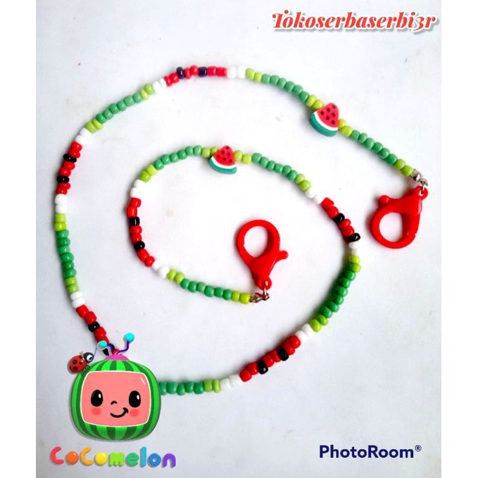 Kalung masker anak tema Cocomelon / Strap masker anak (bisa request nama/warna/tema)