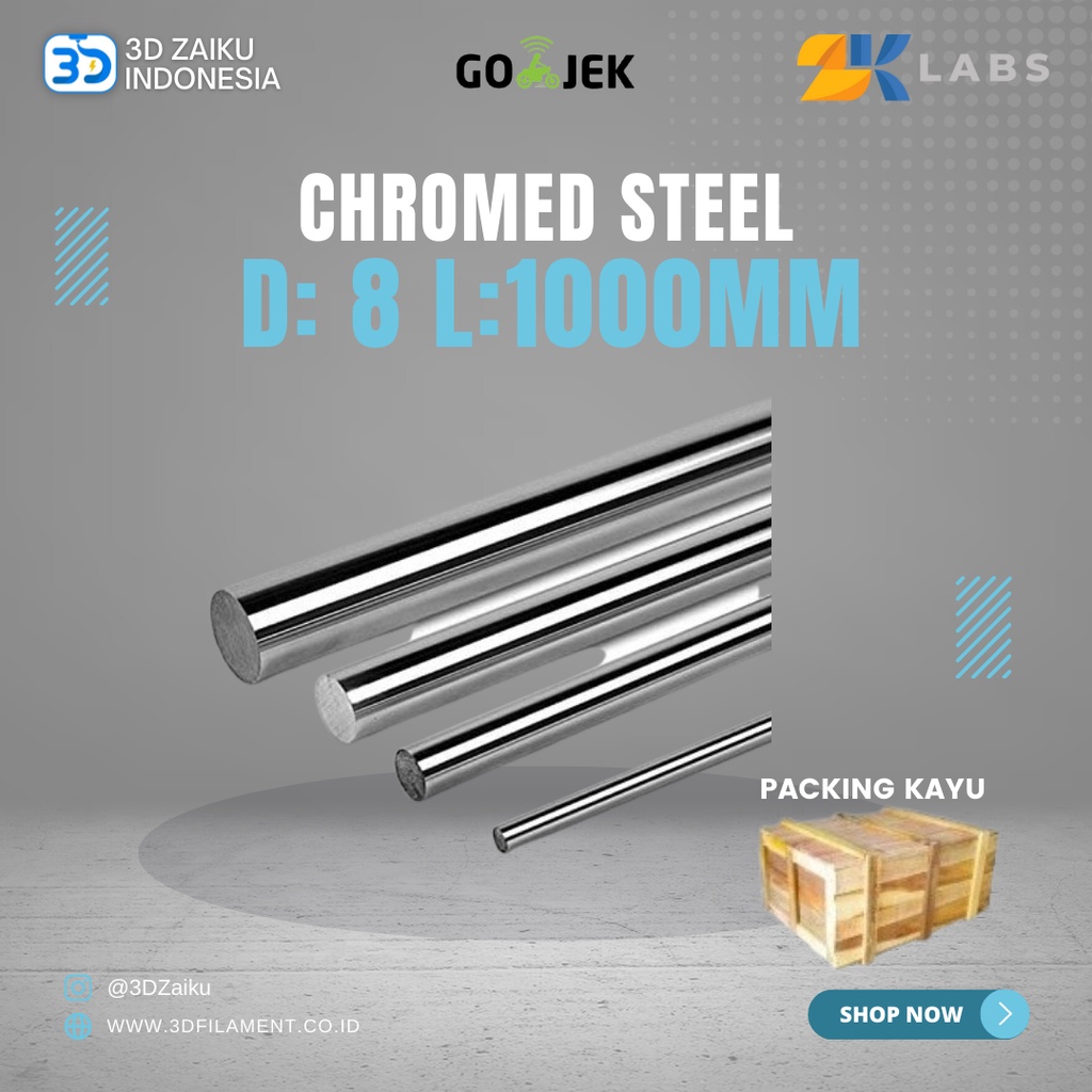 ZKLabs Smooth Chromed Steel Rod Linear Motion 8 mm Length 1000 mm