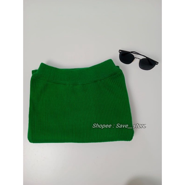 Rok Span Rajut • Rok Rajut Premium • Rok Span Rajut Knitted • Rok Rajut Knitted-ijo daun