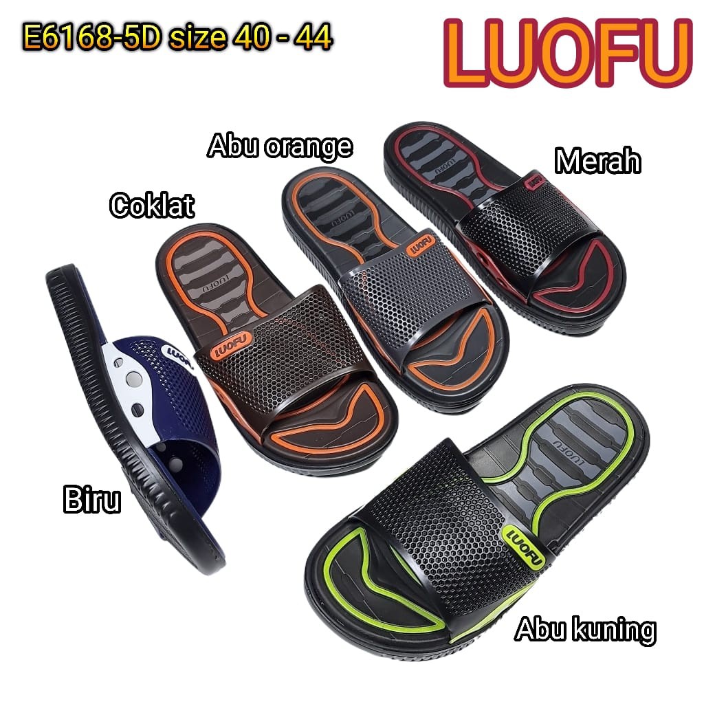 LUOFU ORIGINAL Sandal karet empuk murah pria selop sendal cowok import E6168-5D