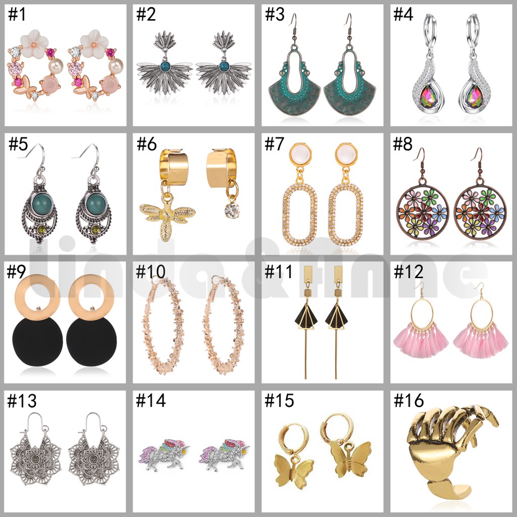 Set Anting Gaya Korea 16 Variasi Aksen Mutiara + Rumbai Gaya Bohemian untuk Wanita Fashion