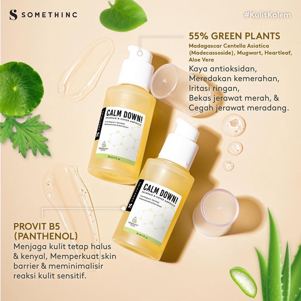 SOMETHINC Calm Down! Indonesia / PHA 3% Everyday Toner Skinpair R-Cover Ampoule Skincare Cleanser Cleansing Essence Serum Ampoule Eye Cream Gel Sunscreen Mask Masker Moisturizer Body Scrub Lotion Oil / Make Up Cushion Powder Lipstick Lip Tint / Paket Set