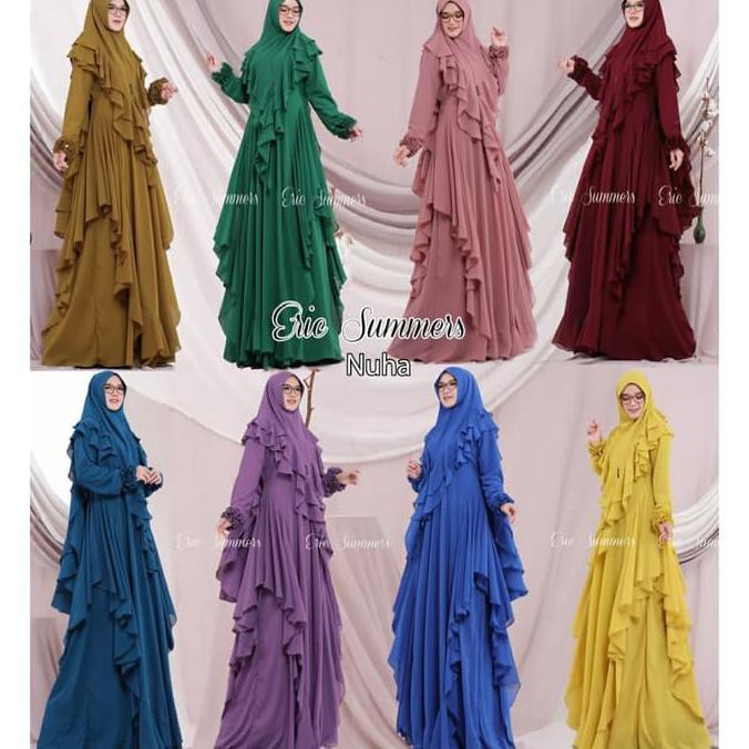 Original Gamis Syari Nuha By Eric Summers / Gamis Pesta Polos Busui Re O8138