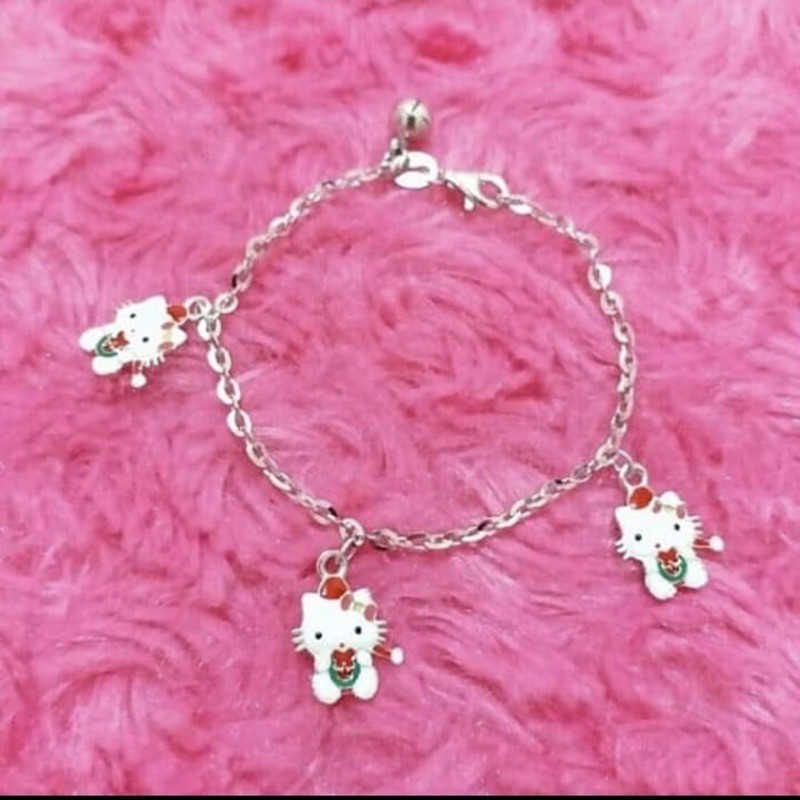 Gelang tangan anak gelang tangan bayi gelang tangan hellokitty perak 925 lapis emas putih