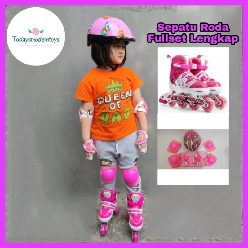 PROMO !!! SEPATU RODA ANAK POWER INLINE SKATE / BISA SETTING RODA 3 / BAJAJ