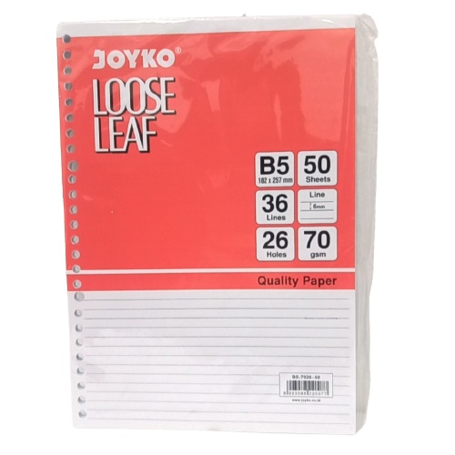 

Kertas Binder / Joyko loose leaf B5 polos isi 50 Lembar