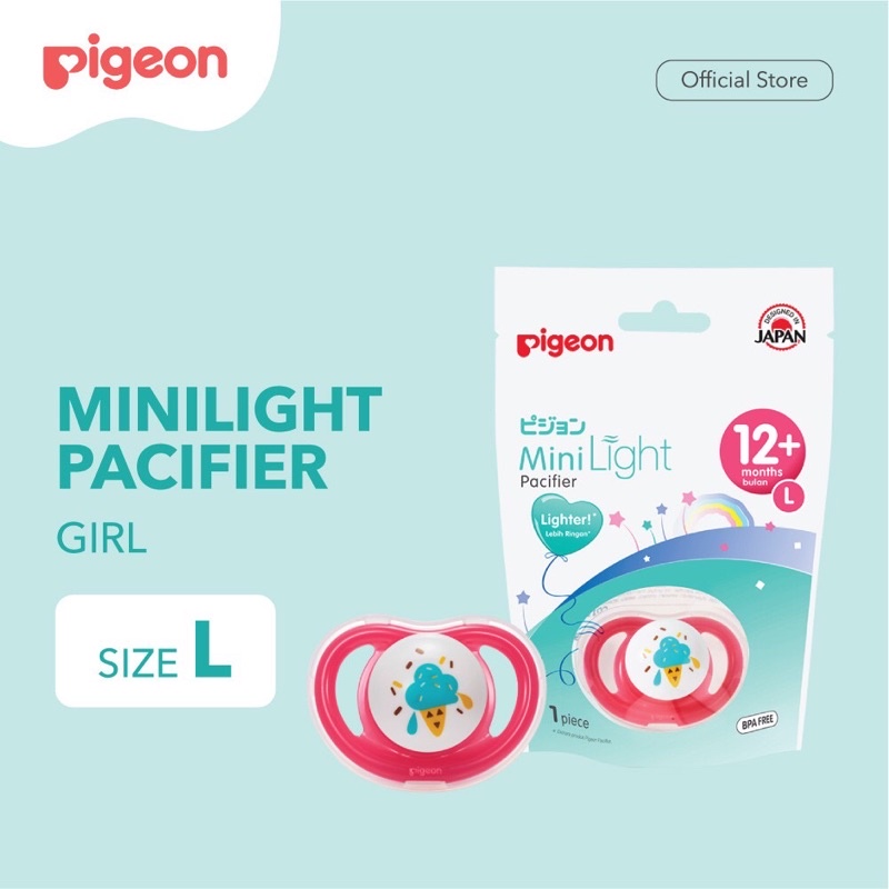 EMPENG PIGEON Minilight Pacifier Size S M L / step 1 / step 2 | step 3 Empeng Bayi & Mini Light 6+ M-Pink size L