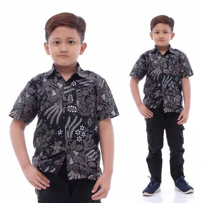 Couple Batik Ayah Anak Motif Manggar Abu Abu Size Anak Terlengkap