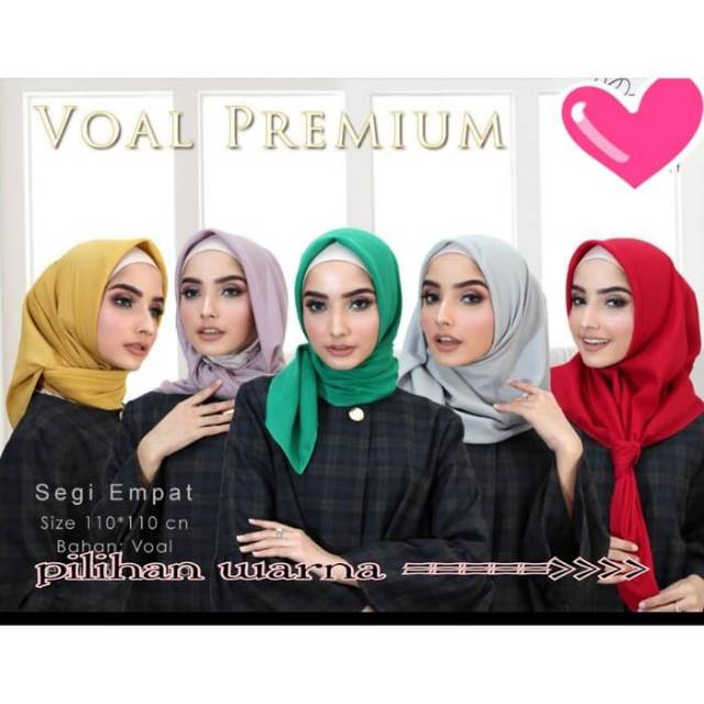 Jilbab Segi Empat Voal Polos By AZARA