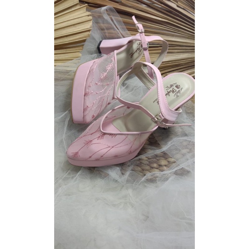 sepatu alummi pink sepatu wanita cantik 9cm hak tahu