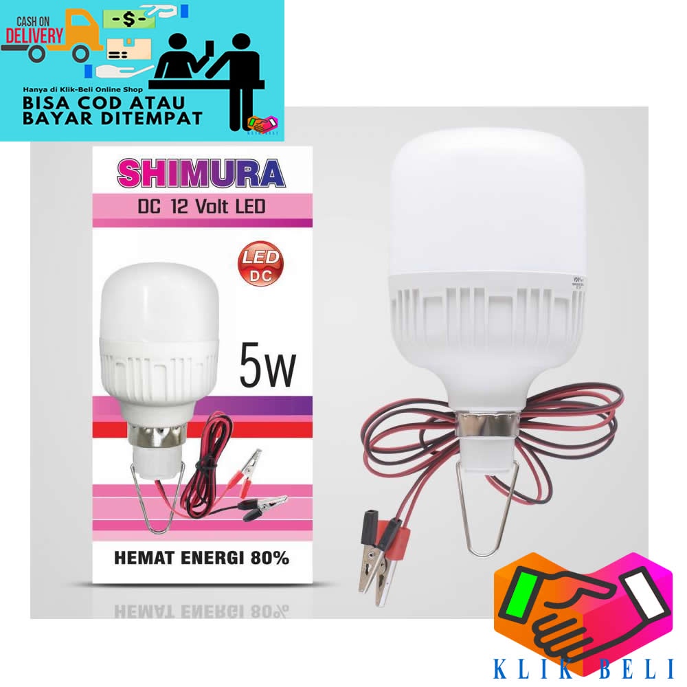 Bohlam Aki Shimura Lampu LED DC 12V Lampu Jepit Baterai 5w / 10w / 15w / 20w / 25w