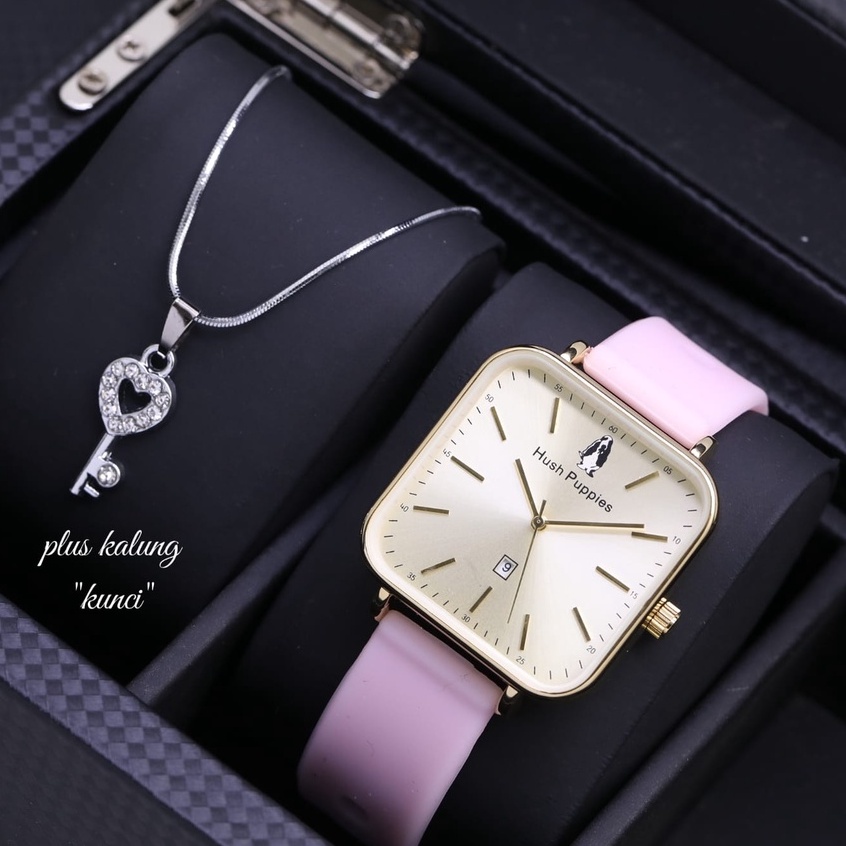 Hush Puppies Rubber Plus Kalung + Box Kancing Tanggal Aktif 390Ls Garansi 6 Bulan Free Baterai Cadan