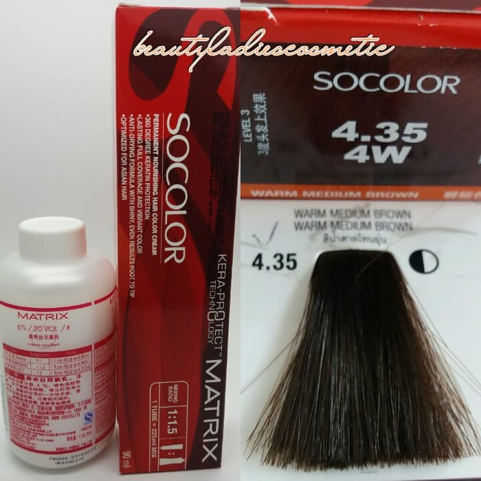 "MATRIX SOCOLOR 4.35 WARM MEDIUM BROWN 90 ML LEVEL-4"