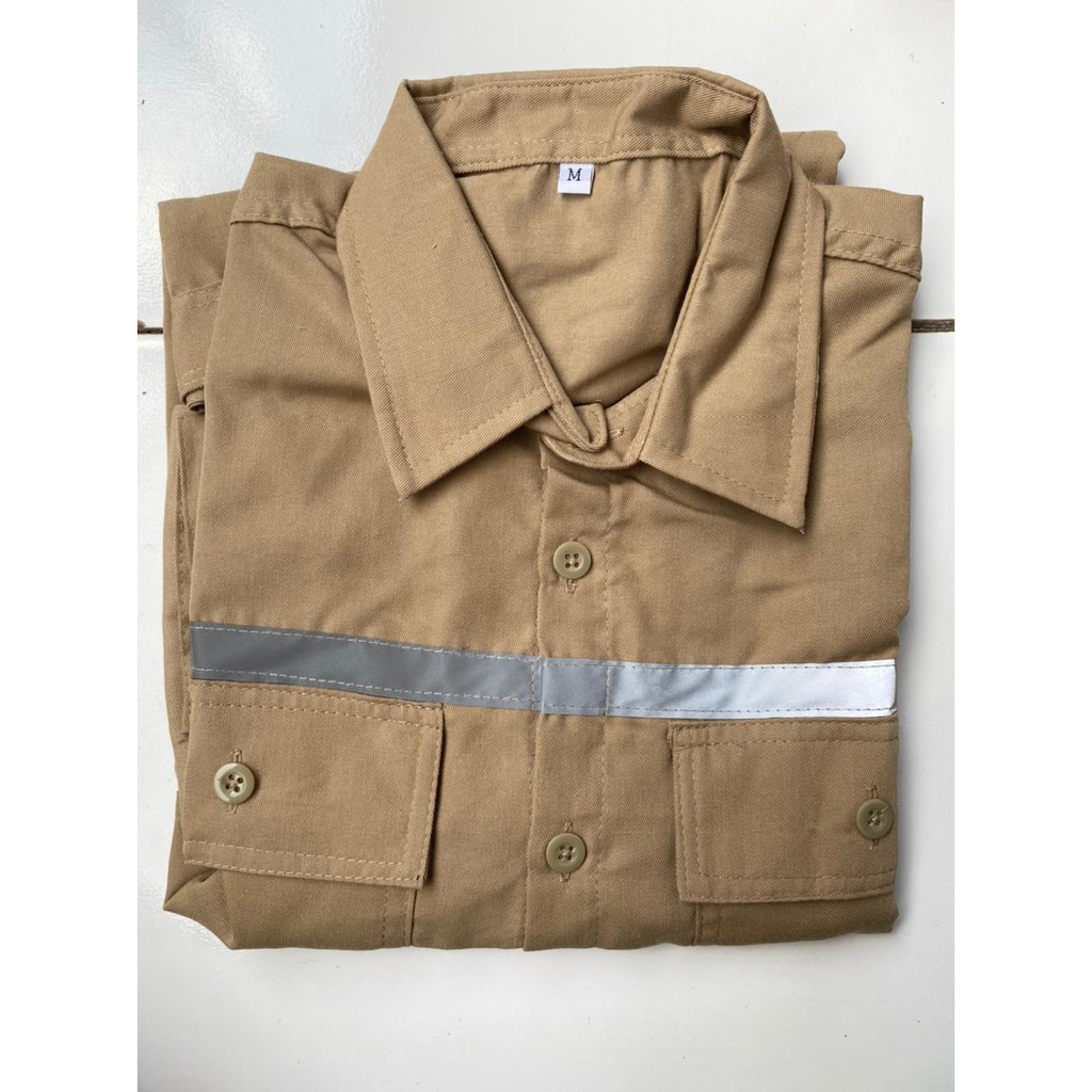 Seragam Safety - Kemeja Safety - Seragam Proyek - Seragam Lapangan Scotlight - Wearpack Atasan - Katelpak atasan-krem