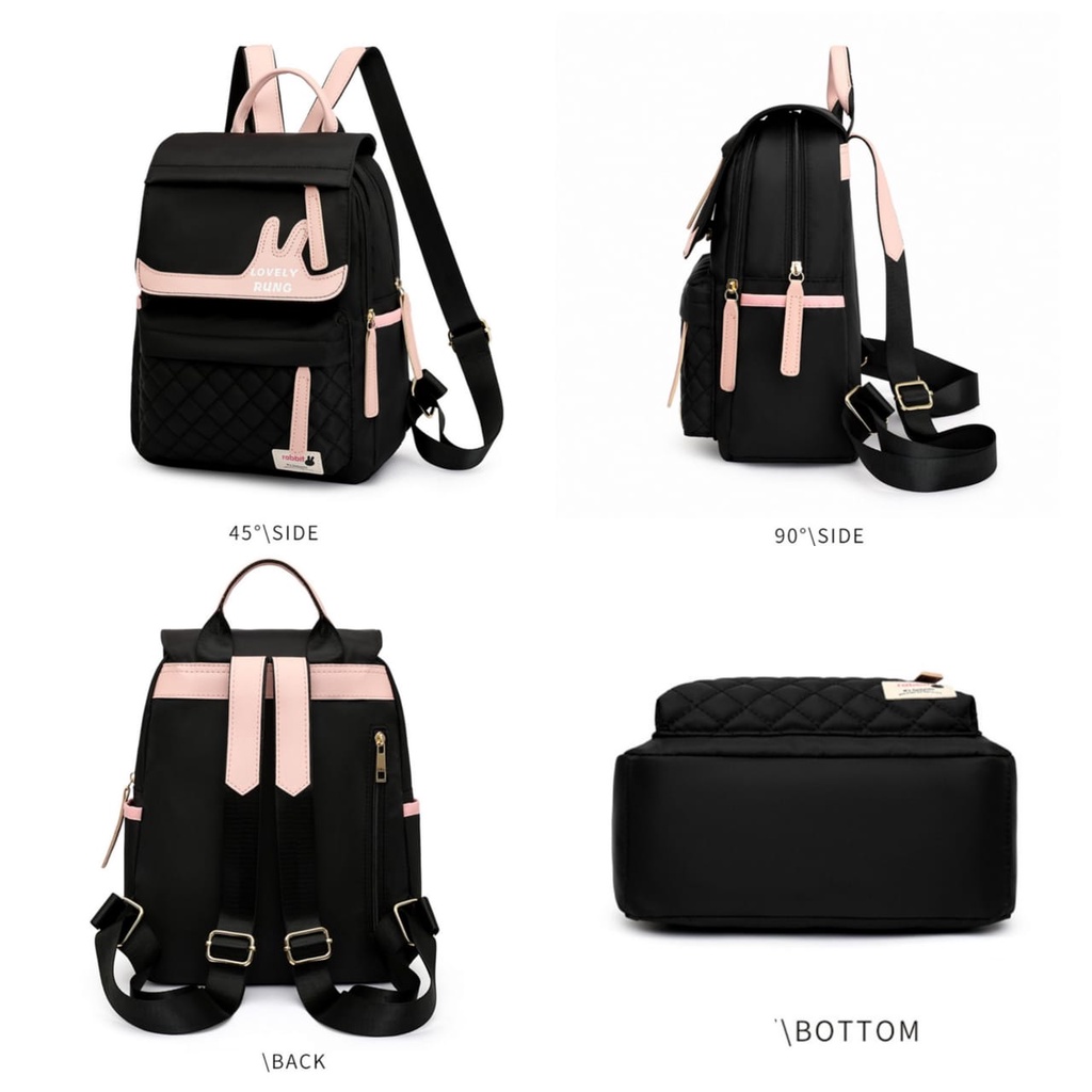 TAS RANSEL WANITA ANTI AIR HITAM HEIMANS TA470B5 BACKPACK CEWEK KOREA GENDONG PUNGGUNG SEKOLAH KULIAH KERJA REMAJA PREMIUM KEKINIAN BRANDED MURAH