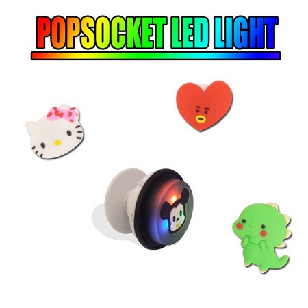 Popsocket hp led motif karakter cartoon lucu pop socket lampu / random