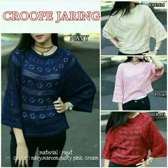 Atasan rajut - Crop Jaring sweater - Sweater cewek - Sweater murah - Sweater crop jaring