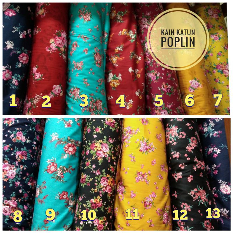 jual kain Katun poplin berbagai motif/bahan busana