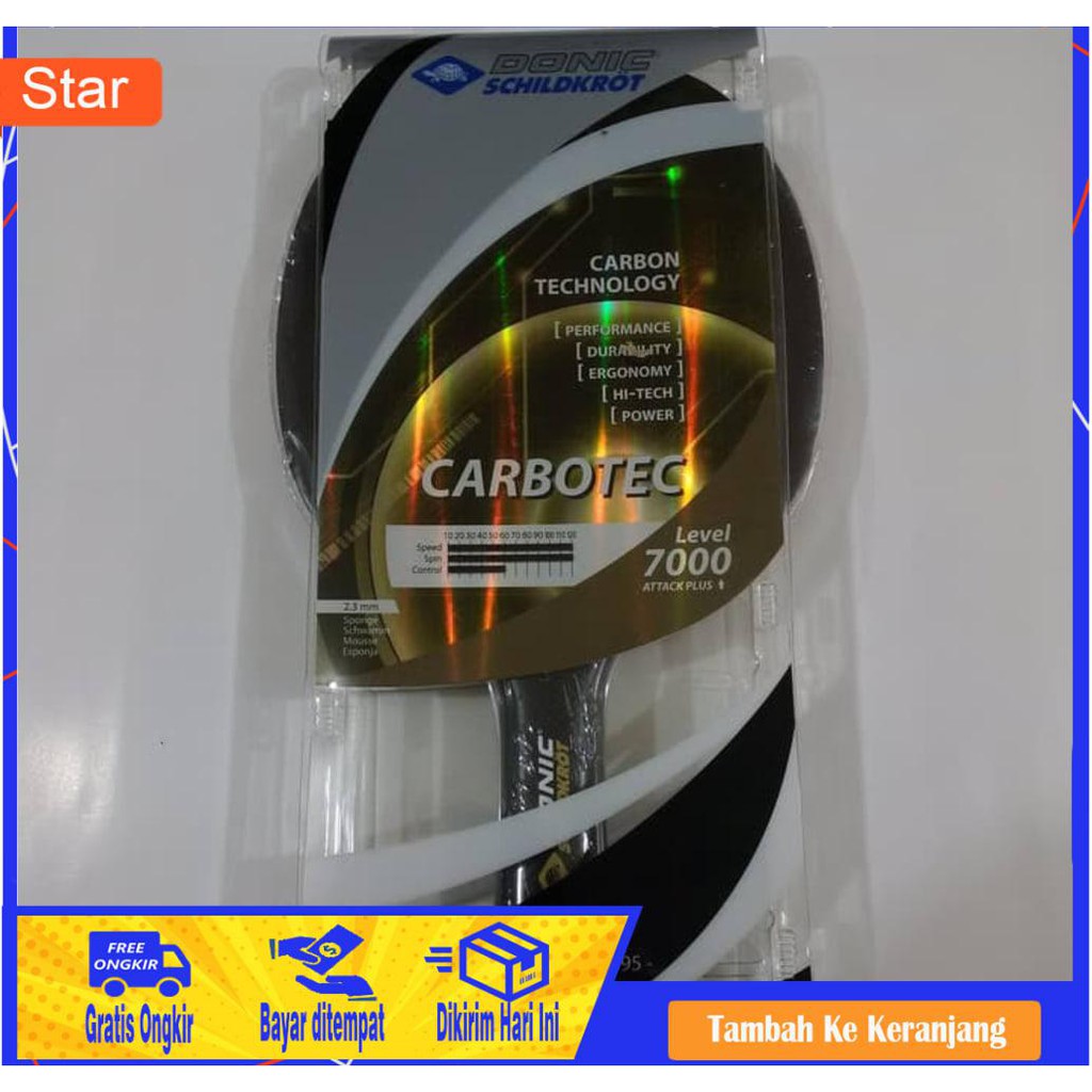 BAYAR DITEMPAT - BAT DONIC SCHILDKROT CARBOTEC 7000 ORIGINAL BET TENIS MEJA PINGPONG XL1294