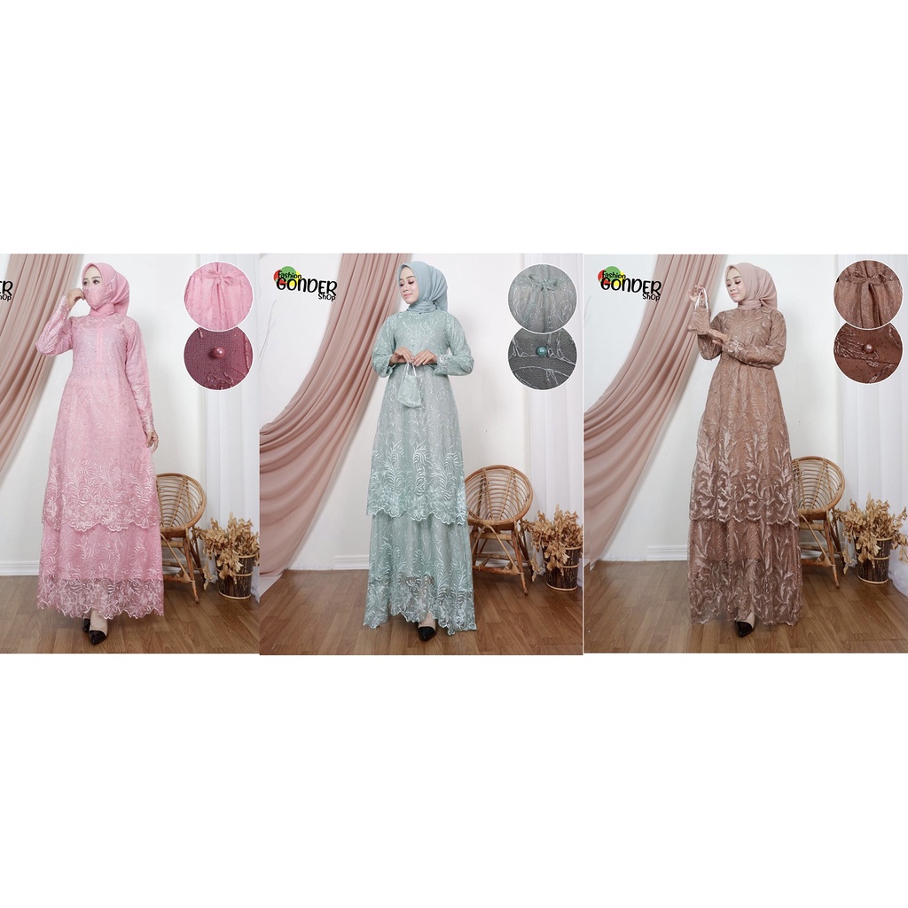 Kebaya Gamis Tingkat,Gamis Brukat Tile,Gamis Muslim,Gamis Modern,Games Pesta
