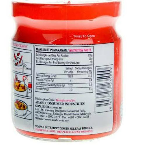 

Model Baru Adabi Perencah Tom Yam Tomyam Tom Yum TomYum 200 gram Adabi Tomyam Botol Tha Tom Yam Past