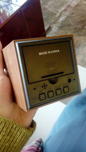 Jam Weker Kayu Digital Led Clock Wood Small Alarm Temp Date Kalender