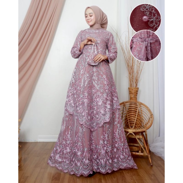 Gamis Tile Bordir|Gamis Tile Runcing|Gamis Tingkat Tile|Gamis Pesta Jumbo|Gamis Kondangan Mewah|Gamis Kebaya Brukat Modern|Gamis Pesta Mewah|Gamis Tingkat Busui|Gamis Bordir Mewah|Gamis Brukat Mewah|-4