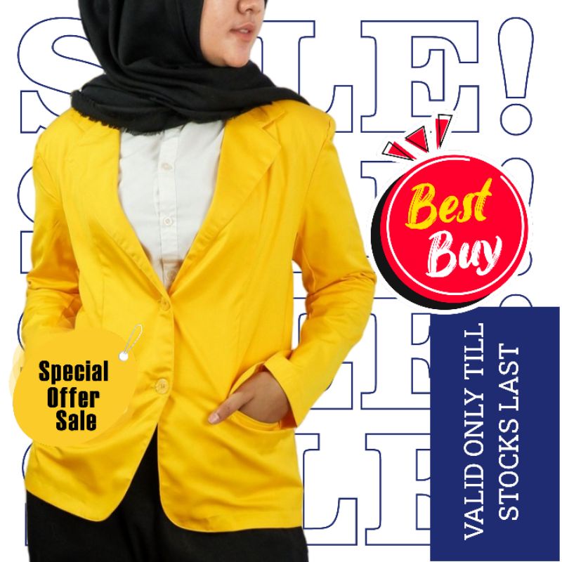 Blazer Wanita Formal Blazer Kerja Wanita Blazer Wanita Korea Blezer Wanita Yellow Blezer Crop Wanita