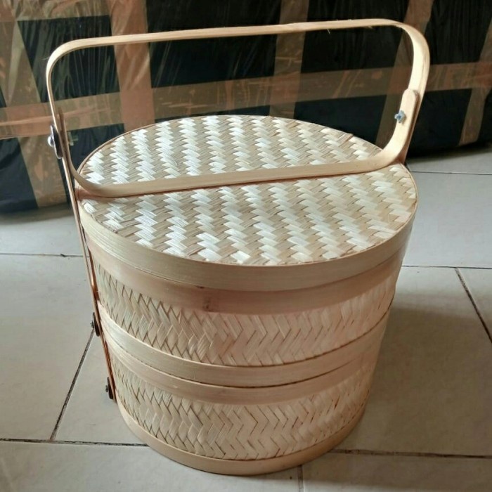 rantang bambu susun 2 rantang bambu bulat susun 2 uk 25 /hampers