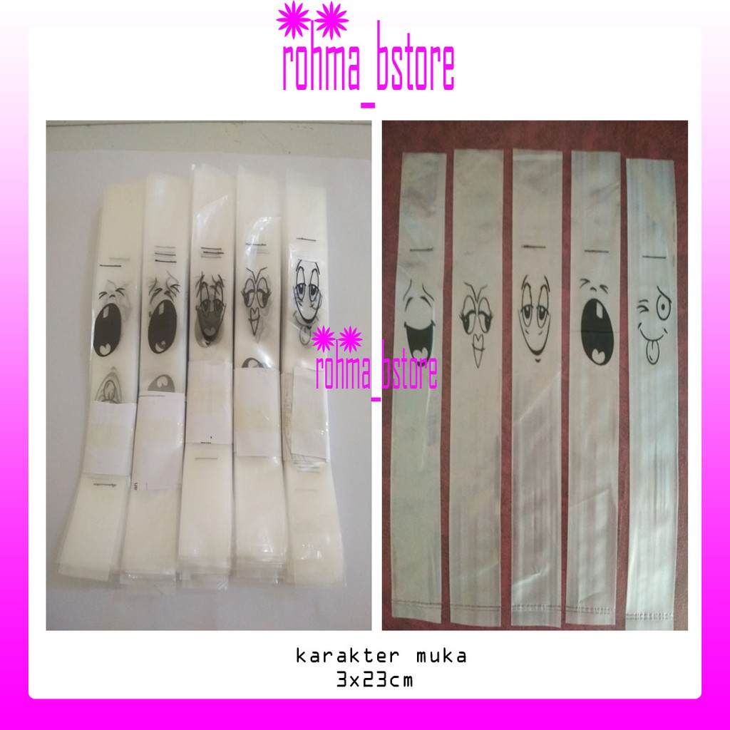 Plastik Es 3x23cm karakter 100 pcs / Plastik Es Mambo / Plastik Sablon / Plastik Lilin / Plastik Es