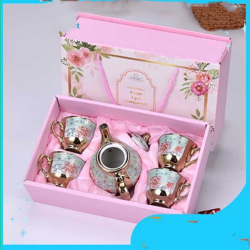 HAMPERS LEBARAN TEA POT TEA SET PARCEL LEBARAN CANGKIR KERAMIK ROSE GOLD