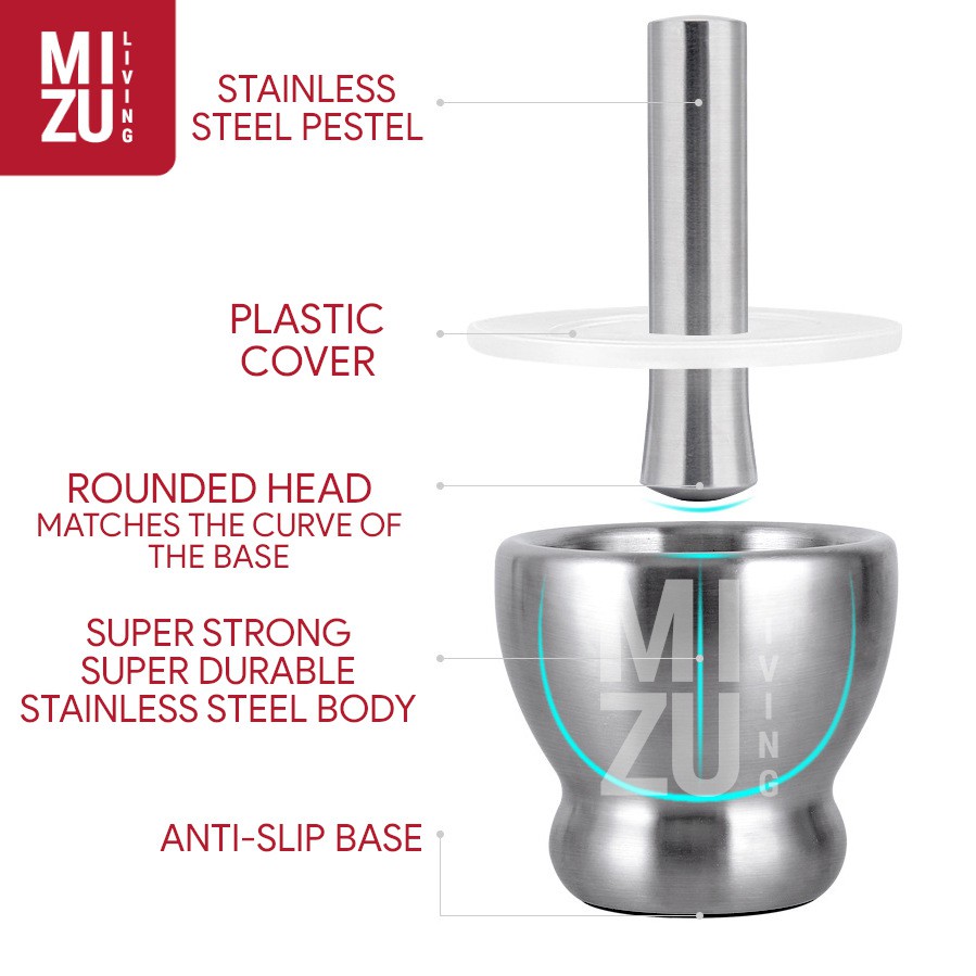 TSUBUSU S Mortar Pestle Ulekan Cobekan Tumbukan Obat Stainless Steel-2