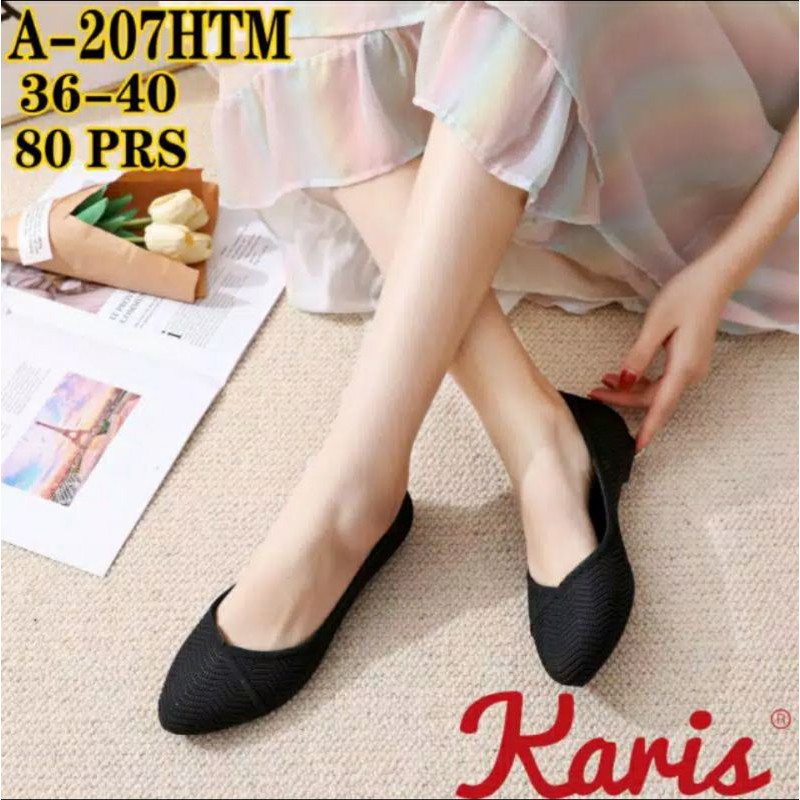 SEPATU KERJA WANITA FLAT SHOES KARIS 207 KARET LENTUR RINGAN