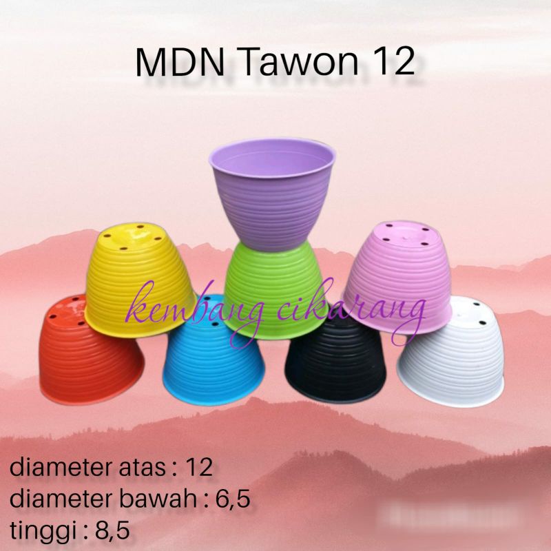 (LUSINAN) Pot bunga model Tawon MDN 12 (12cm) (12pcs) Pot Putih MDN