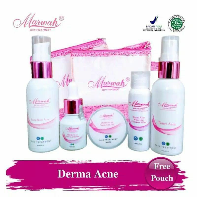 Marwah Derma Acne FREE POUCH & whitening racikan dokter klinik / jerawat batu meradang obat jerawat