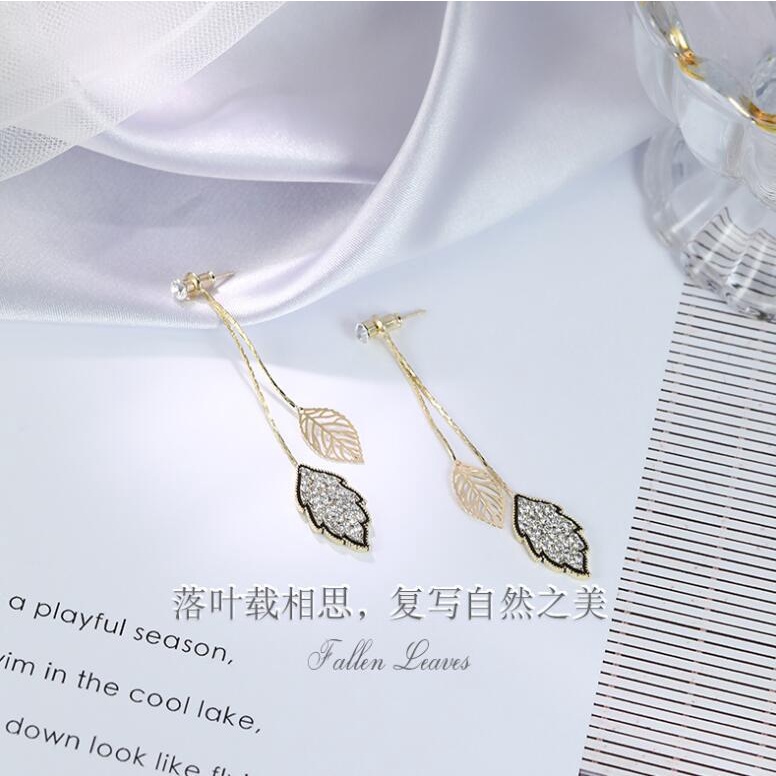 925 perak leaf-shapepd stud anting-anting wanita sederhana dingin anting-anting aksesoris baru trend