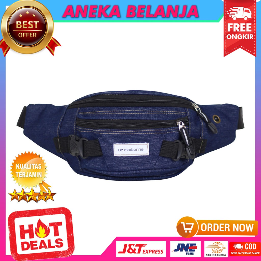 New Trendy Waistbag Cowok Kece Kekinian Berkualitas Sporty Navy Casual Fashionable Ekonomis Stylish