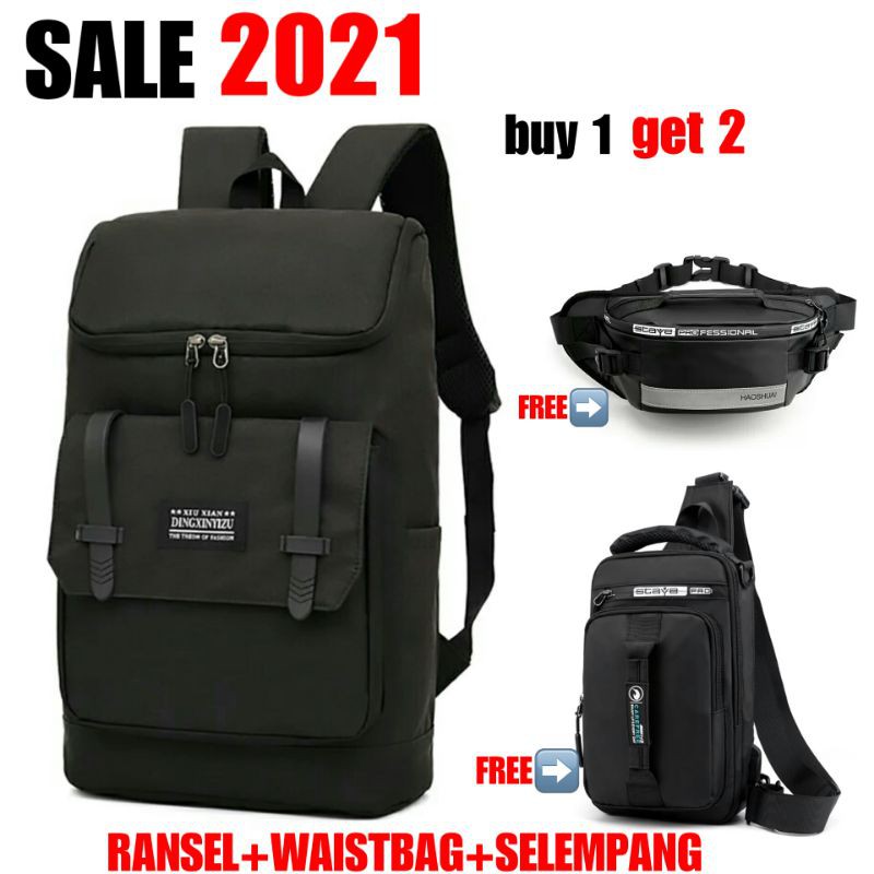 BUY 1 GET 2 - Tas Pria ZB RDN 069 Distro Raindoz Bandung Ransel Punggung Backpack Cowok Keren Sek BR