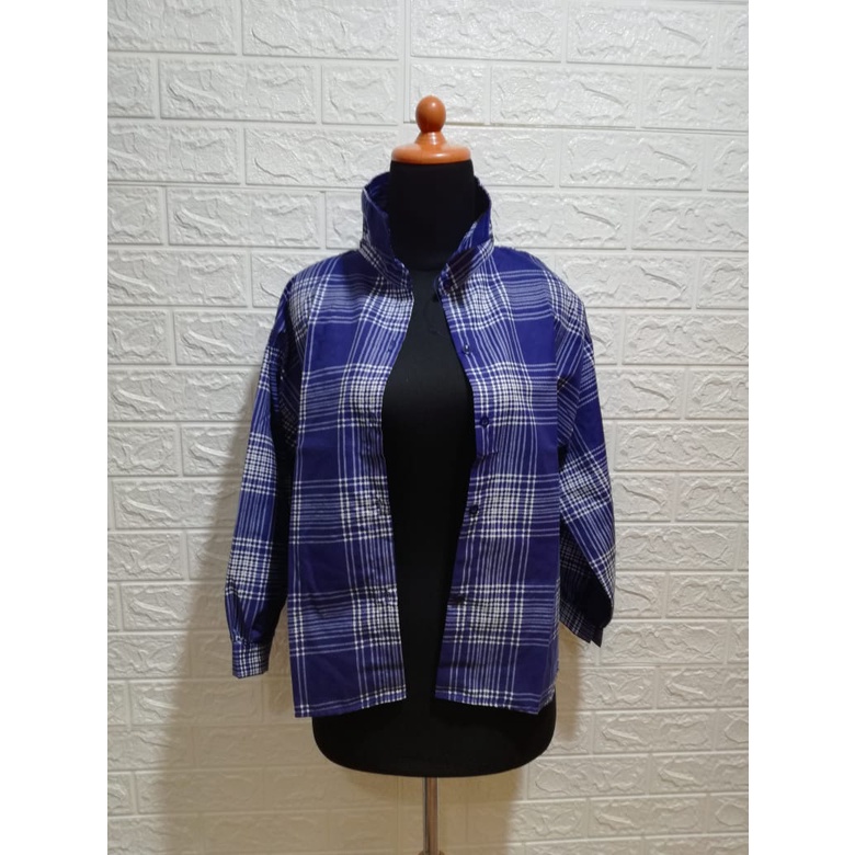KEMEJA GUILEN OVERSIZE SHIRT BAHAN KATUN KOTAK YANDETH / FIT TO XL-NAVI