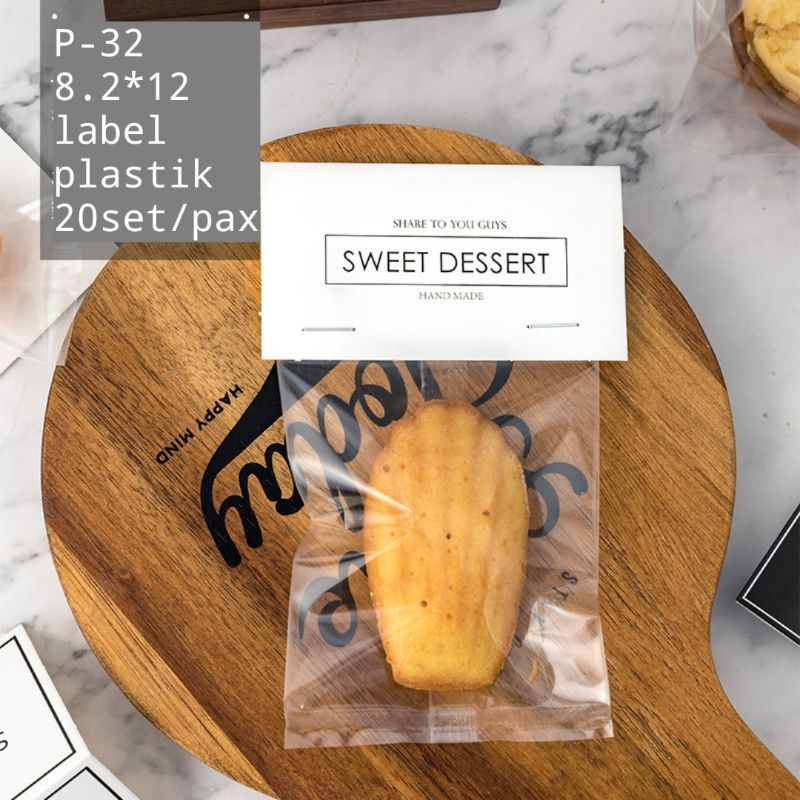 20pcs PLASTIK PACKING COOKIES LABEL SWEET DESSERT  P32