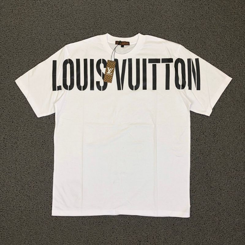 KAOS TSHIRT LOUIS VUITTON LOGO CHEST PUTIH DAN HITAM
