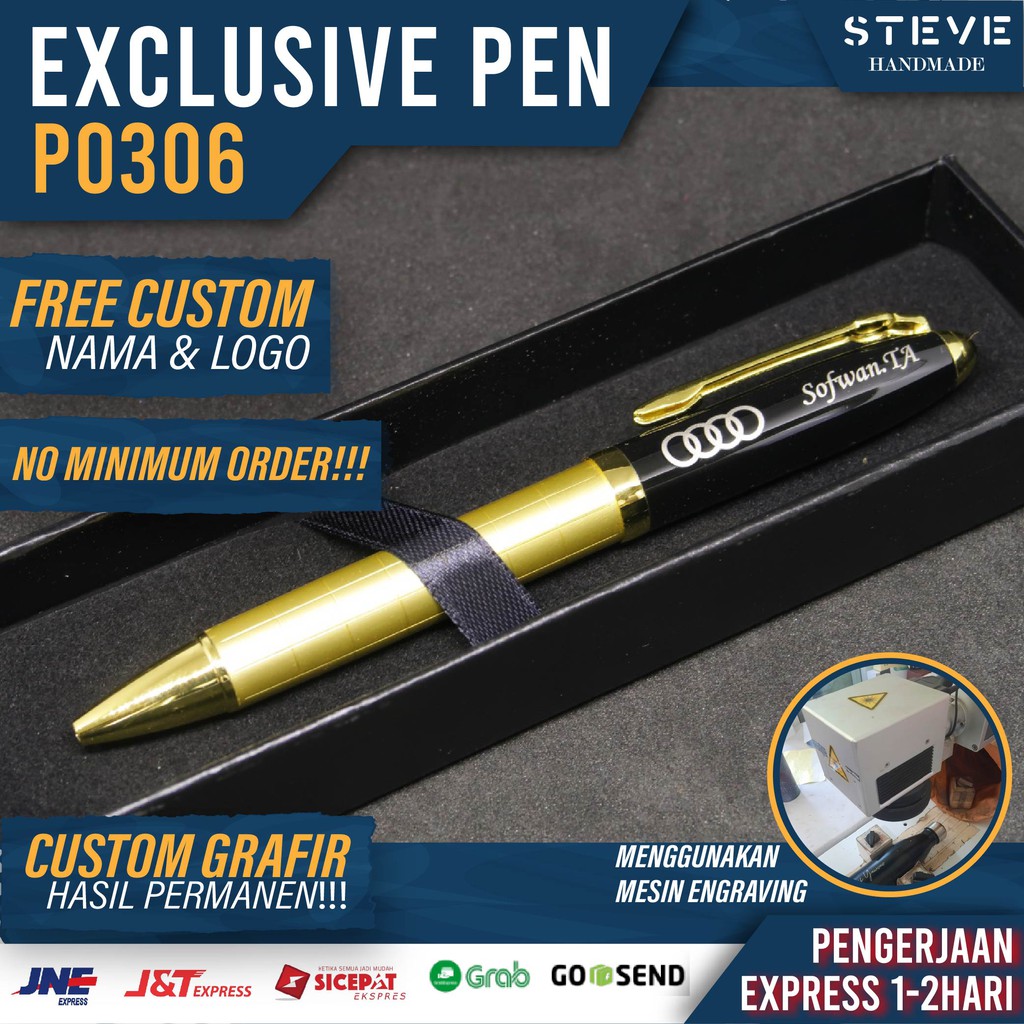 Pena Ballpoint Bolpen Bolpoin Pulpen Rollerball Pen Steve P0306 Custom Grafir Nama &amp; Logo