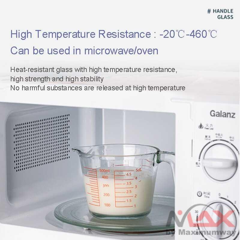 HUANMU Cangkir Gelas Ukur Takaran Microwave Heating Glass - GG-18 Warna Transparan