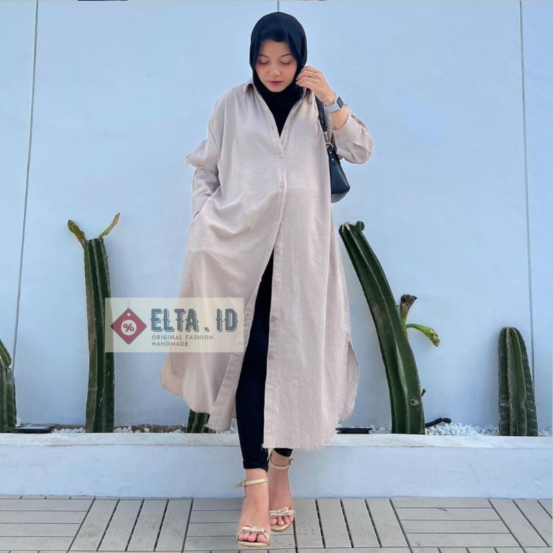 Long Tunik Crinkle Dress Polos Bahan Airflow Linen Crinkle Lengan Panjang Motif Polos Atasan Tunik jumbo Dress Jumbo Fashion Hijab Outfit Kantor Hijab Style Dress Murah Dress Tunik Jumno