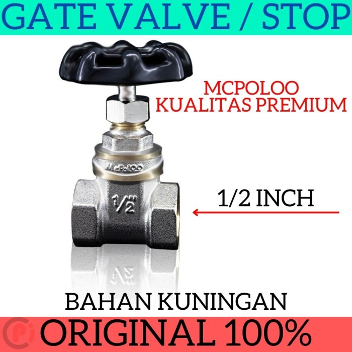 MCPOLOO Keran Air Stop Valve GATE Bahan Kuningan Ukuran 1/2 Inch