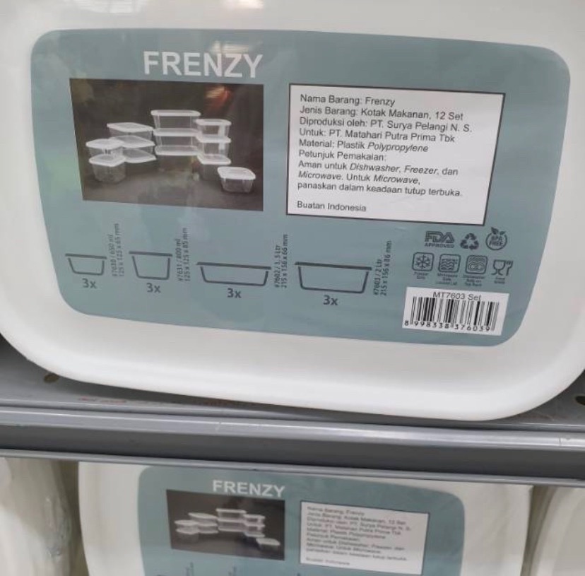 Frenzy Food Container White 1set Isi 12pcs