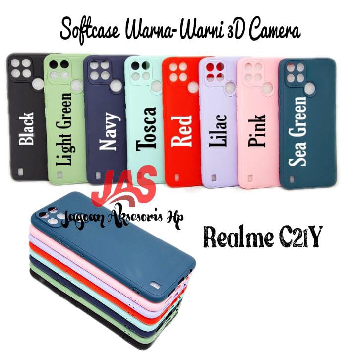 SoftCase Warna Warni Realme C21Y 6.5 Inch with 3D Camera Casing Candy Macaron Pelindung Camera