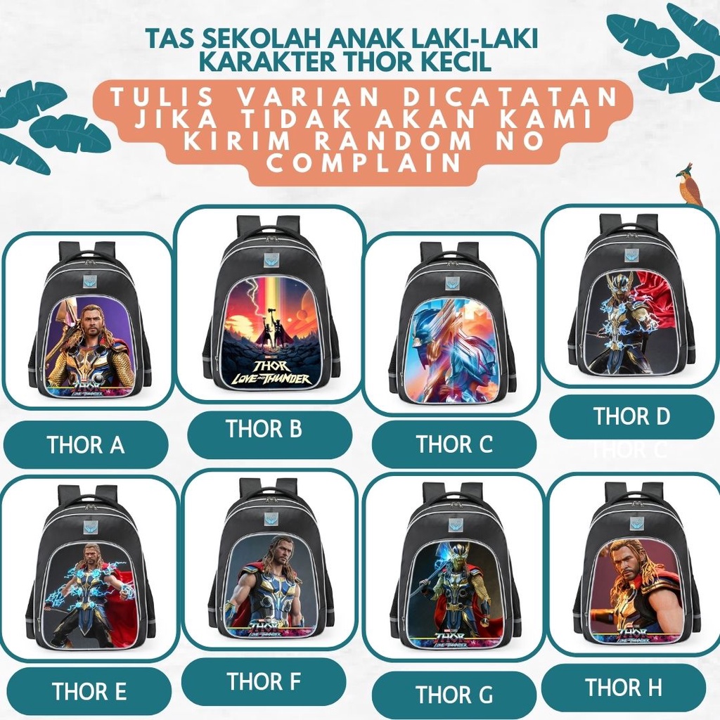 Tas Sekolah Thor Avangers Marvel Superhero Spiderman Tas Ransel Anak Sekolah Laki-Laki SD TK Tas Tas Les Termurah Best Seller Tas Spiderman Tas Captain America Tas Thor Tas Avangers  Tas Marvel Tas Superhero